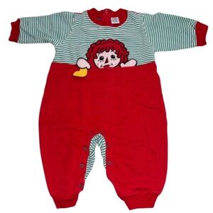 90’s Vintage Raggedy Ann Character Romper Vintage Toddler  Christmas Outfit Y2K
